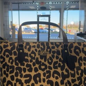 Coach Black and Tan Leopard Satchel